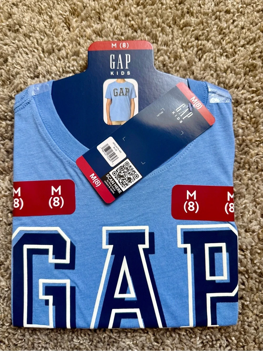 GAP Kids Blue Logo Short-Sleeve Shirt - M (8)